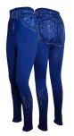 Modré džínové legíny s extra vysokým pasem zdobené kamínky (Džegíny s bambusovým vláknem )