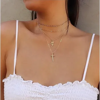 Náhrdelník Flamenco Mystique Zlatý náhrdelník N748 z obecného kovu, rozměry jak na fotografii