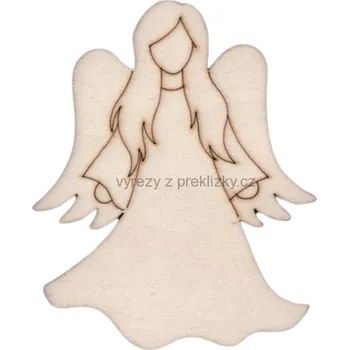 Dřevěná hračka Dřevěný výřez z překližky, ANDĚLKA DLOUHOVLÁSKA, 9 x 11 cm, 1ks