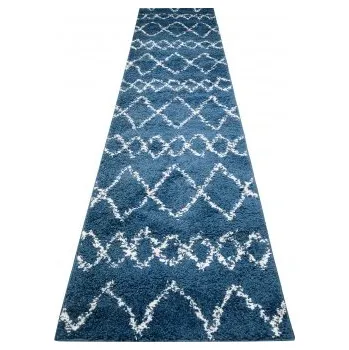 Koberec Makro Abra Koberec Běhoun Shaggy DELHI 6131B modrý Rozměr: 80x200 cm
