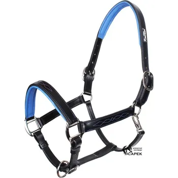 Ohlávka Kentaur -KOŽENÁ COLOR LINE- - Černá/Modrá - Full