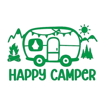Samolepící dekorace SAMOLEPKA Happy camper 002 levá kempování s karavanem (12 - zelená) NA AUTO, NÁLEPKA, FÓLIE, POLEP, TUNING, VLASTNÍ TEXT, TISK, AUTOSAMOLEPKY.cz, POLEPY, OBRÁZEK, LOGO, SAMOLEPKY