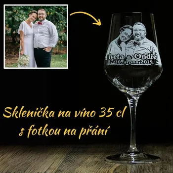 Sklenice Sklenice na víno s gravírovanou fotkou 0,35 l