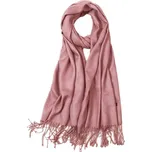 Flamenco Mystique Elegantní tmavě růžová šála s třásněmi, 70x200 cm, viskóza a polyester