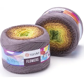 Galanterie Yarn Art příze Flowers 317 zelená, žlutá, hnědá