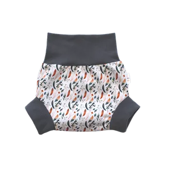 Plenkové kalhoty Breberky Natahovací svrchní kalhotky PUL - Eukalyptová peříčka VELIKOST: M (7-11kg)