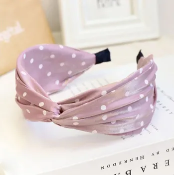 Flamenco Mystique Elastická Čelenka s Turbanem, Růžová s Puntíky, Průměr 12,5 cm, Šířka 7 cm