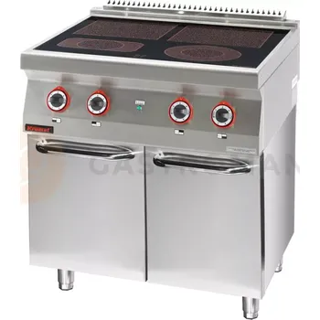 Sporák Elektrický sklokeramický sporák 4 plotýnky 2x4 kW + 2x2,1 kW na uzavřeném podstavci | KROMET, 700.KE-4C.S.D