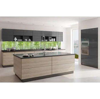 Fototapeta DIMEX | Fototapeta do kuchyně Jarní březový háj KI-350-193 | 350 x 60 cm | zelená, černá, bílá + Samolepicí fototapeta za kuchyňskou linku DIMEX Jarní březový háj v šíři 350 cm