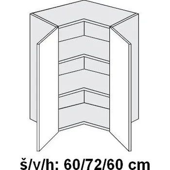 Koupelnový nábytek Horní skříňka vnitřní rohová OPTIMUM BÍLÁ 60x60 cm