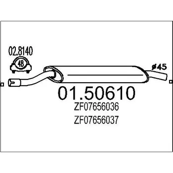 Tlumič výfuku Střední tlumič výfuku MTS 01.50610
