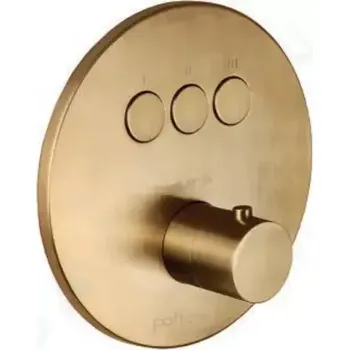 Vodovodní baterie Paffoni Compact Box Termostatická baterie pod omítku, pro 3 spotřebiče, kartáčovaná zlatá, CPT019HGSP