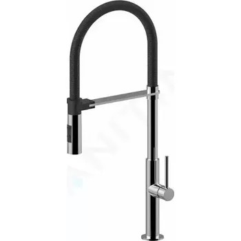 Vodovodní baterie Paffoni Chef Dřezová baterie s flexibilním ramenem, chrom/matná černá, CH179CRNO