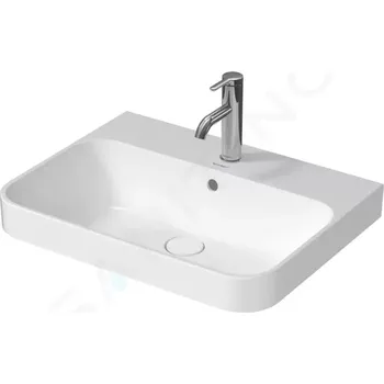 Umyvadlo Duravit Happy D.2 Plus Umyvadlo na desku, 60x46 cm, s přepadem, s otvorem pro baterii, WonderGliss, bílá, 23606000001