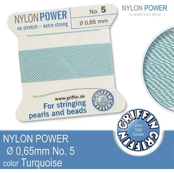 Nit NYLON Power velmi pevná nit GRIFFIN síla nitě 0,65mm Barva Turquoise