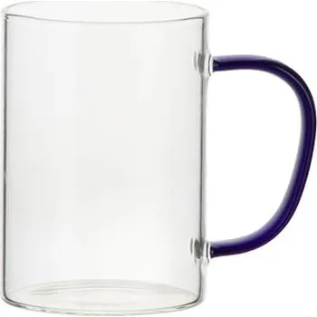 Hrnek skleněný 360 ml - tmavě modré ucho sublimace termotransfer