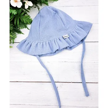 Čepice Kulišárny Klobouk ŘASENÝ mušelín POWDER BLUE Obvod hlavičky: 40/41