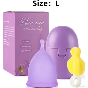 Menstruační kalíšek Menstruační kalíšek s úložným boxem a kartáčkem - Fialová-L