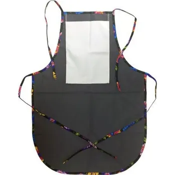 Kuchyňská zástěra Kuchyňská zástěra šedá s lemováním - lem černé květy sublimace termotransfer