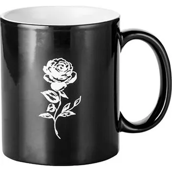 Magický hrnek 330 ml A+ černý s motivem "Růže" sublimace termotransfer