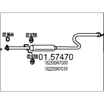 Tlumič výfuku Střední tlumič výfuku MTS 01.57470