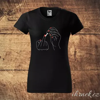 Dámské tričko Tričko dámské Girl Middle Finger - bílé, černé