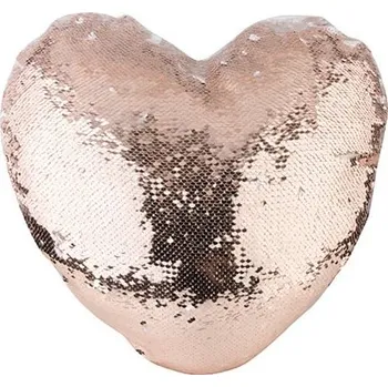 Povlak na dekorativní polštářek Povlak na polštář s flitry 39 x 44 cm srdce - šampaňské sublimace termotransfer