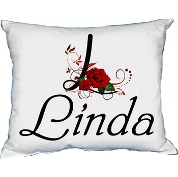Dekorativní polštářek Polštář s dámským jménem LINDA Červený (polštářek dámské jméno )