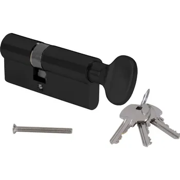 Vložka do dveří MP - Stavební cylindrická vložka - s knoflíkem AL D 30 + V 40 mm, knoflík na delší straně BS - Černá matná