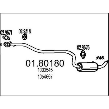 Tlumič výfuku Střední tlumič výfuku MTS 01.80180