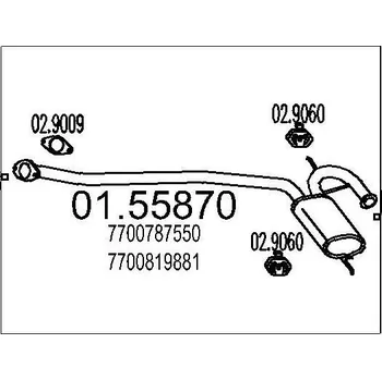 Tlumič výfuku Střední tlumič výfuku MTS 01.55870