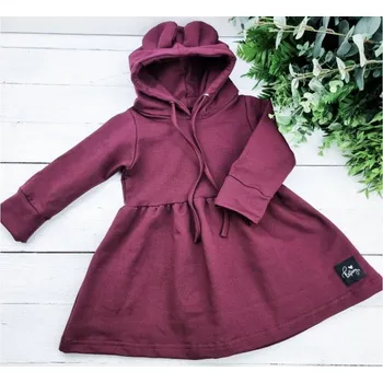 Dívčí šaty Mikinošaty Princess s dlouhým rukávem - Bordó 128