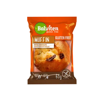 Trvanlivě pečivo Muffin světlý s kousky čokolády, bez lepku, 65g Balviten