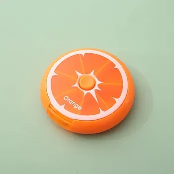 Dávkovač léků Cestovní dávkovač léků na 7 dní s kulatým designem | pilulkovník | box na léky - oranžový