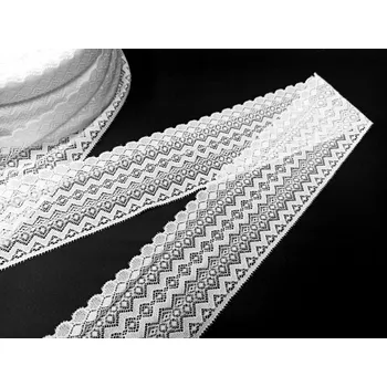 Krajka Pružná krajka bílá, šíře 80 mm