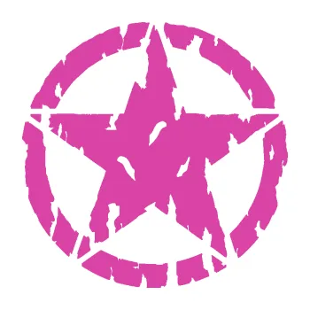 Samolepící dekorace Hvězda Army 010 potrhaná (16 - růžová) SAMOLEPKA NA AUTO, NÁLEPKA, FÓLIE, POLEP, TUNING, VLASTNÍ TEXT, TISK, AUTOSAMOLEPKY.cz, POLEPY, OBRÁZEK, LOGO, 3D STICKERS