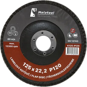 Brusný kotouč Lamelový brusný kotouč Molatool Korund 125 mm P120