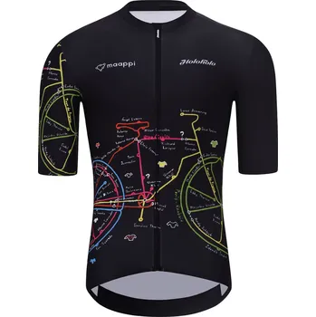 cyklistický dres HOLOKOLO Cyklistický dres s krátkým rukávem - MAAPPI DARK - černá/vícebarevná