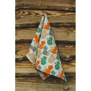 Utěrka Lněně bavlněná kuchyňská utěrka Kočka