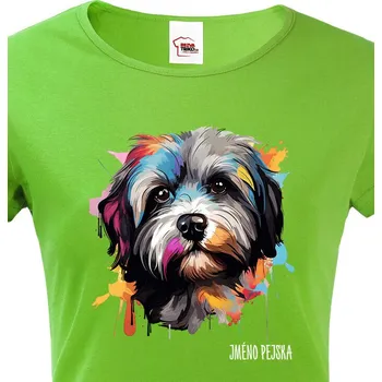 Dámské tričko Dámské tričko Lhasa Apso, Barva Zelená, Velikost L, Canvas Dámské tričko s krátkým rukávem 2565