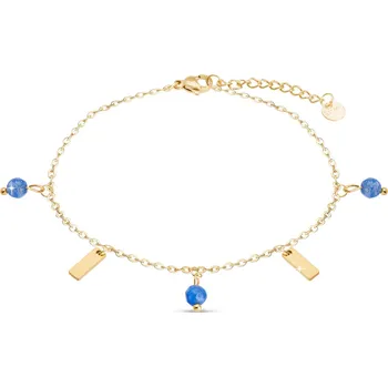 Řetízek biju Pozlacený řetízek na nohu s modrými korálky 2519