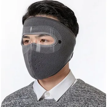 Čepice Zimní fleecová čepice s maskou - Šedá