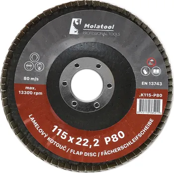 Brusný kotouč Lamelový brusný kotouč Molatool Korund 115 mm P80