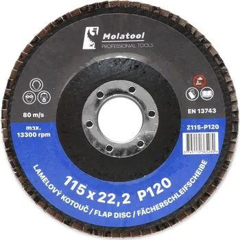 Brusný kotouč Lamelový brusný kotouč Molatool VSM Zirkon 115 mm P120