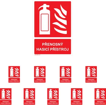 Značení Walteco Přenosný hasicí přístroj vč. textu 40x100mm, samolepka Množství: 10 ks