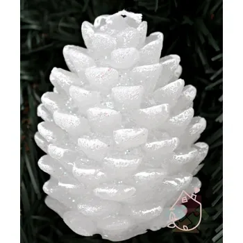 Vánoční dekorace Vánoční svíčka šiška bílá