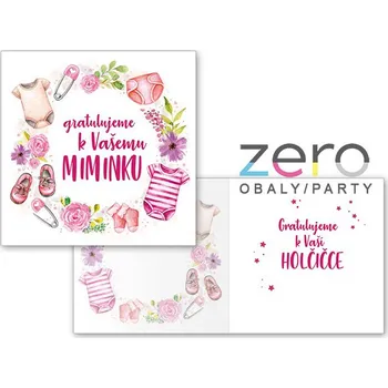 Přání s textem k narození + obálka - holčička I