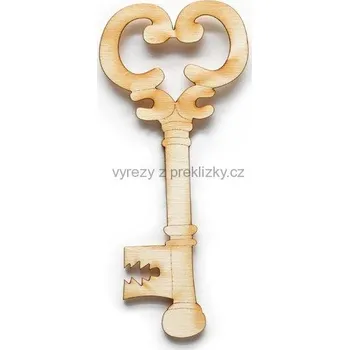 Dřevěná hračka Dřevěný výřez z překližky, B97, VELKÝ KLÍČ, 6,2 x 13,7 cm, 1ks