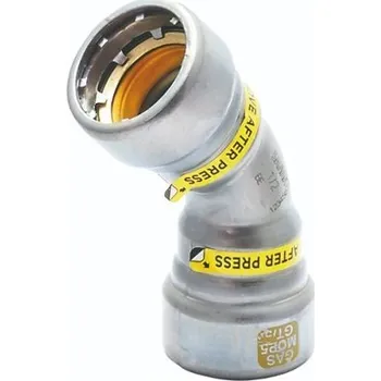 rozdělovač topení Sanha HEAVY STEEL PRESS GAS 71041 oblouk 45°, 2", s konci na vnitřní lisování, plyn, uhlíková ocel