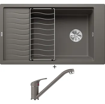 Granitový dřez Granitový dřez SET Blanco ELON XL 8 S šedá vulkán 527255 + odkapová mřížka + Blanco DARAS šedá vulkán 526934